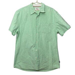 Stafford Prep Mens Shirt XL Mint Green Short Sleeve 100% Cotton Casual Button-Do